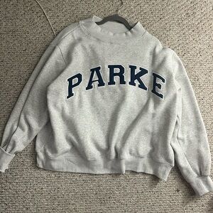 Parker Heather Gray Sweatshirt with Navy Accents